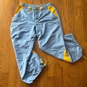 TRUE VINTAGE y2k raver parachute pants BUG GIRL | icy blue gray w/ yellow detail